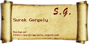 Surek Gergely névjegykártya